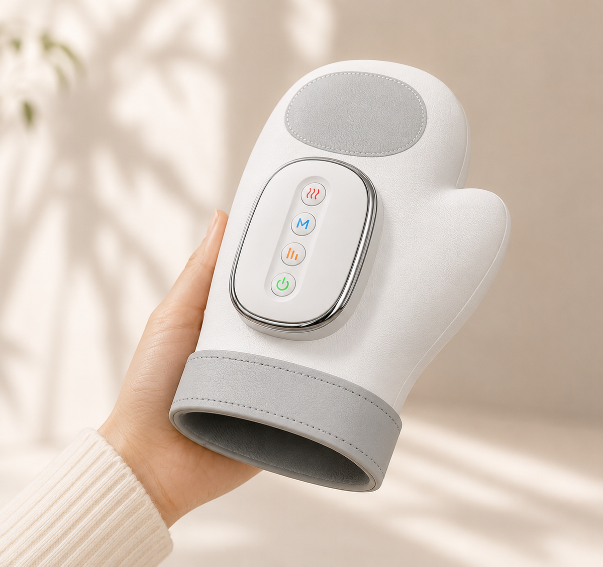 Håndmassagehandske med varme og kompression