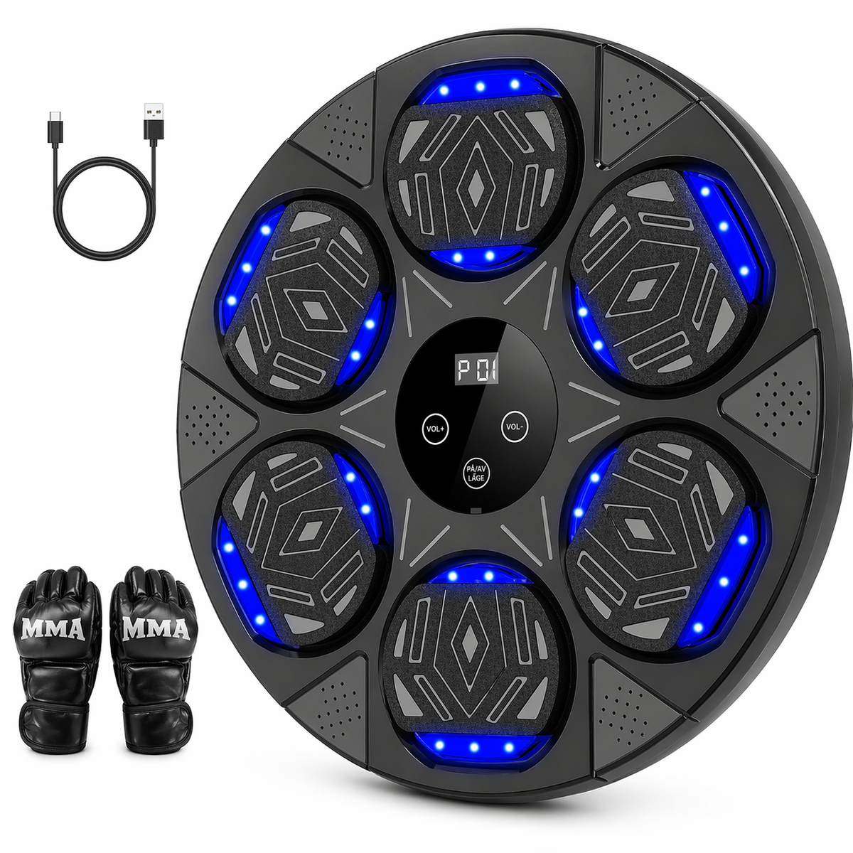 Interaktiv boksemaskine med Bluetooth og 15 træningsniveauer