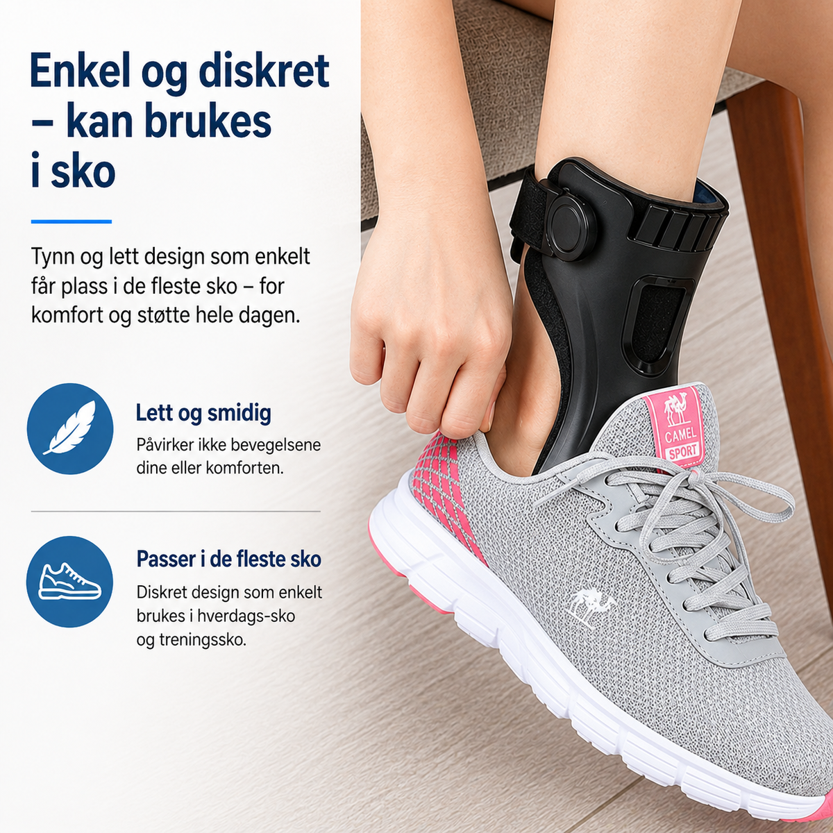 Ankelstøtte ved dropfod & ortose