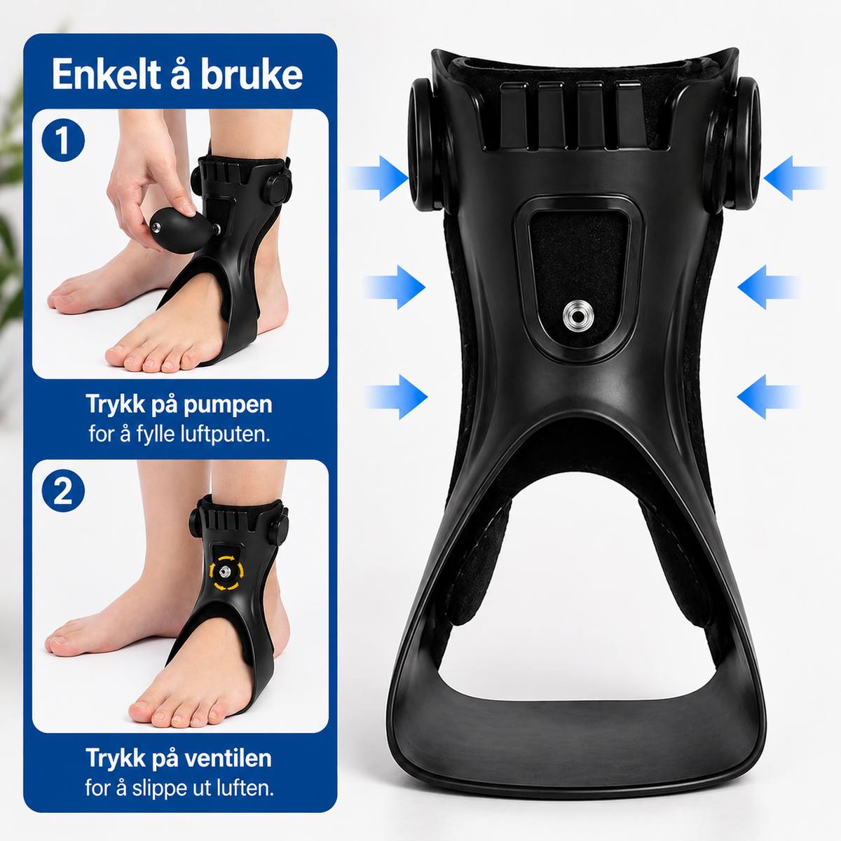 Ankelstøtte ved dropfod & ortose