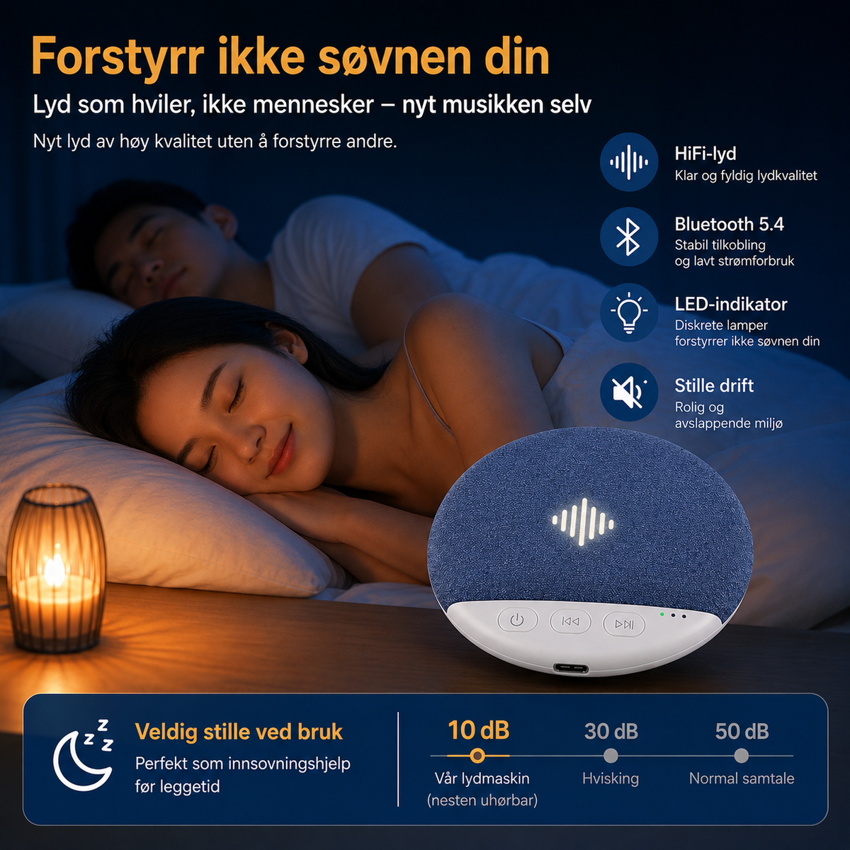Mini-søvnhøjttaler med Bluetooth og naturlyde