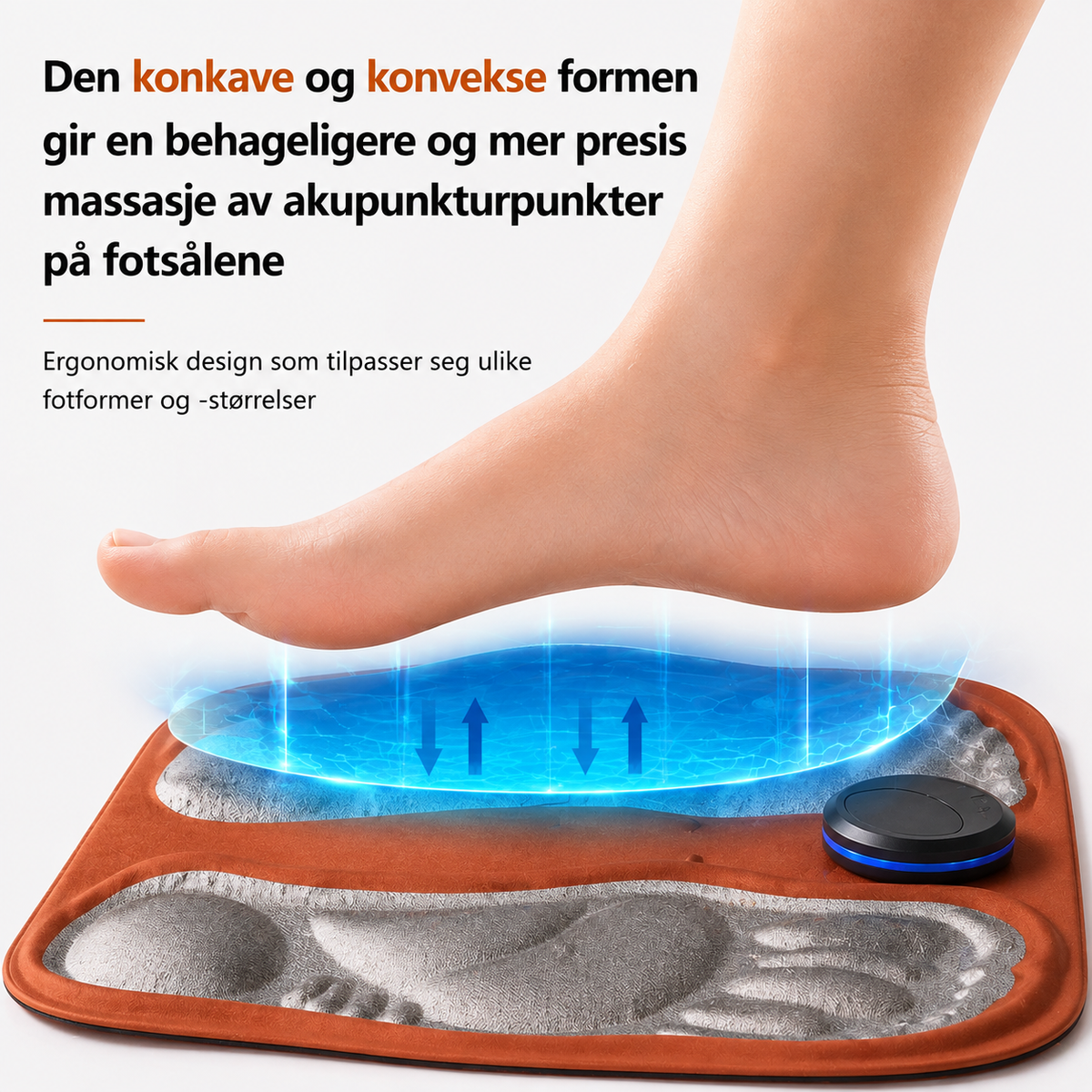Fodmassagemåtte med 3D-massagepunkter