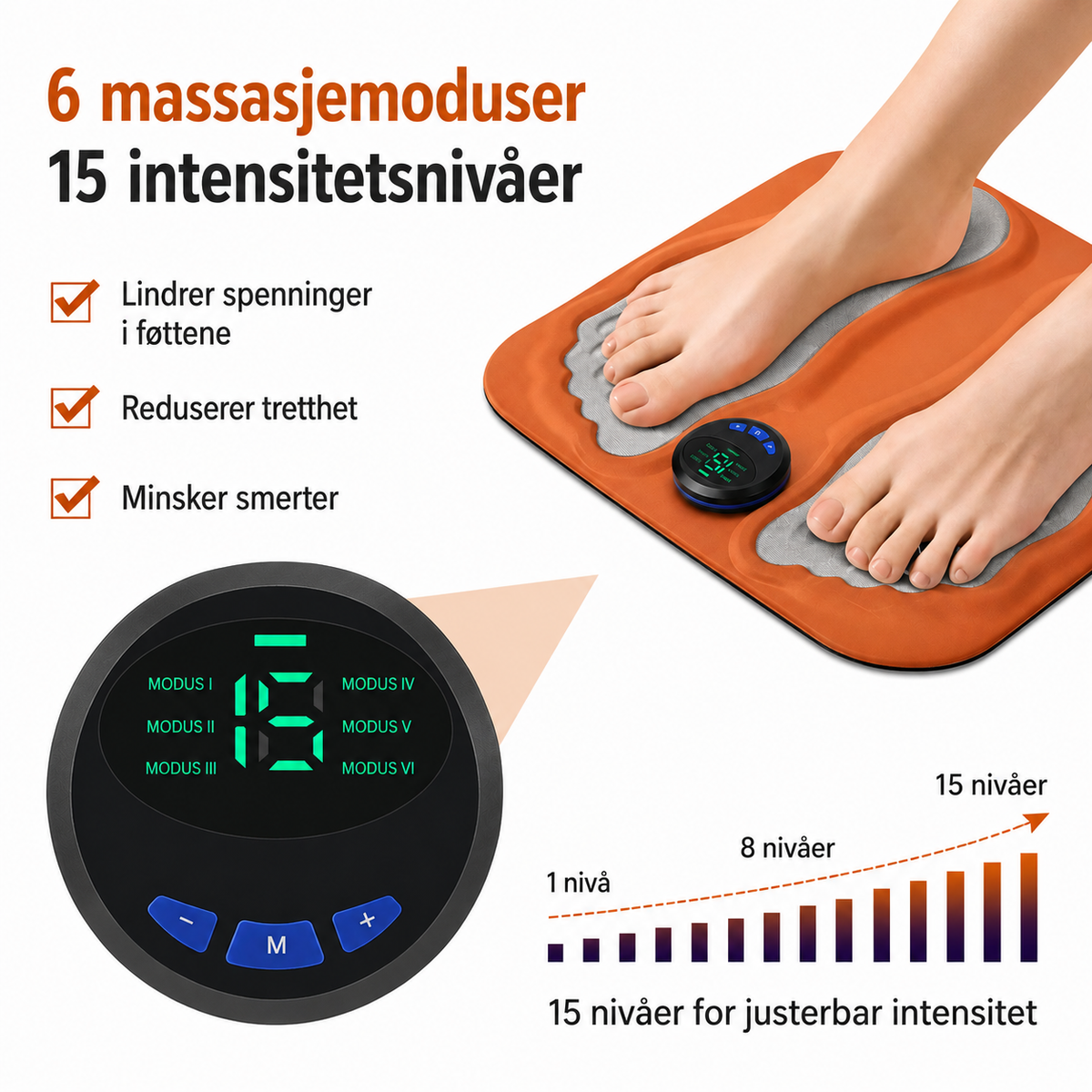 Fodmassagemåtte med 3D-massagepunkter