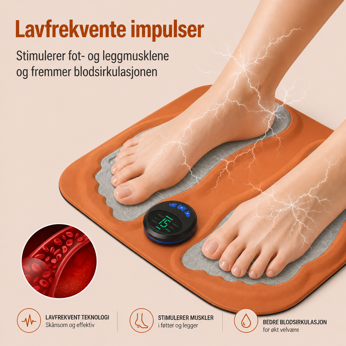 Fodmassagemåtte med 3D-massagepunkter