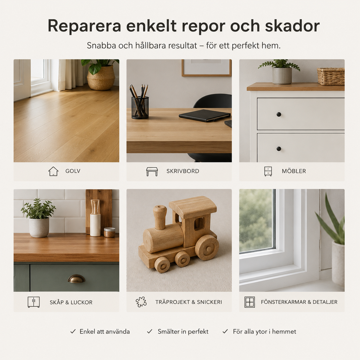 Reparationssæt til trægulve og laminat