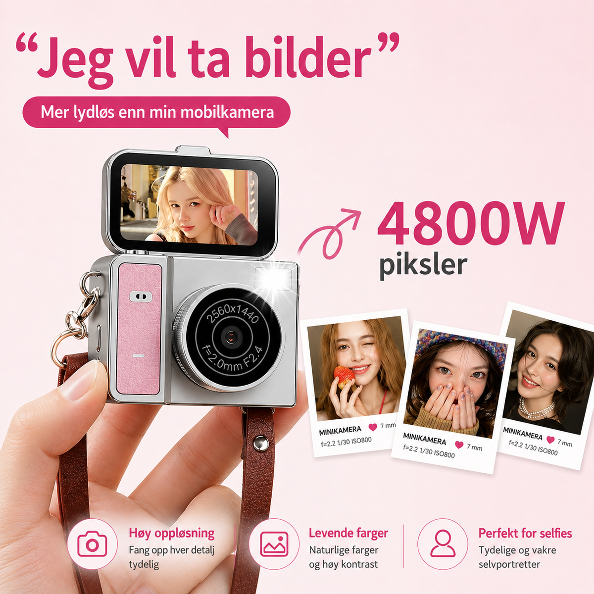 Mini nøgleringskamera med 1080p-video og flipskærm
