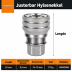 Justerbar universaltop 10–19 mm til møtrikker og bolte