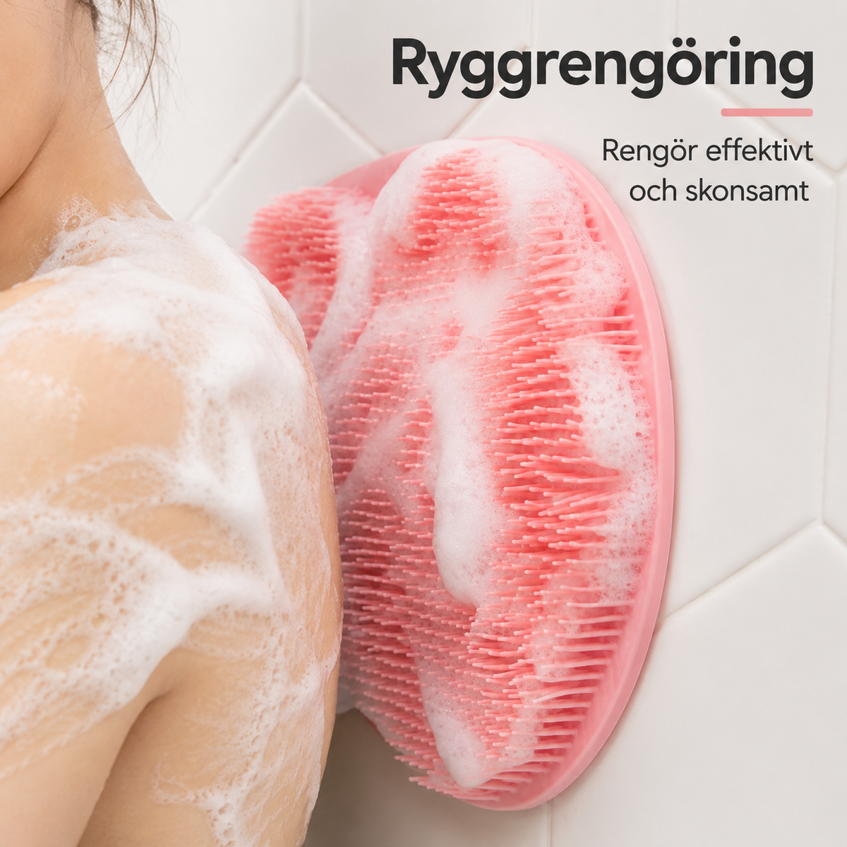 Fodmassage- og skrubbemåtte med sugekopper til brusebadet