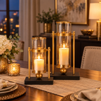 Lysestager i glas & guld – 2-pak
