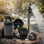 Transportabel batteridrevet udendørsbruser med 6000 mAh batteri
