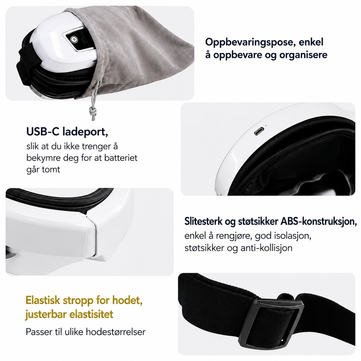 Øjenmassage med lufttryk & Bluetooth | Til migræne