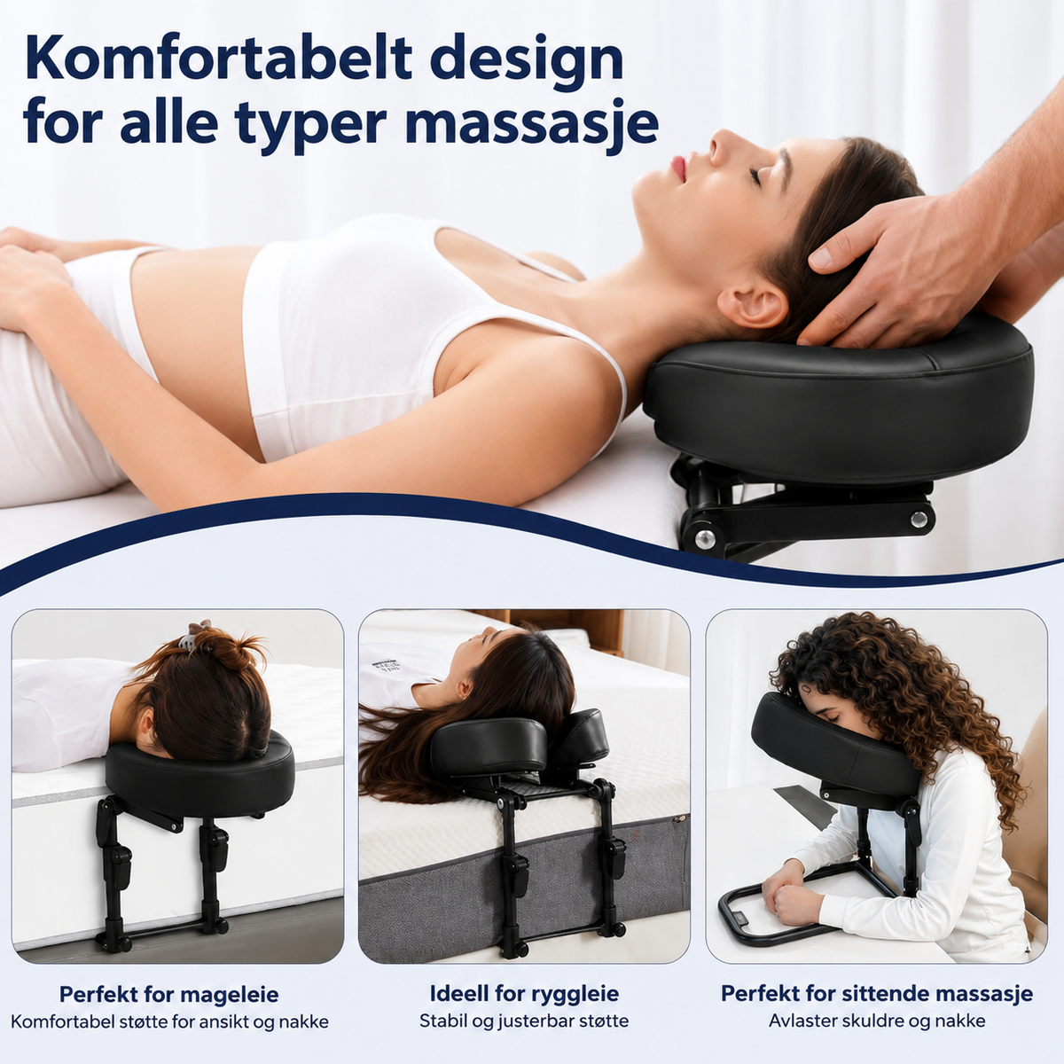 Massagehovedstøtte med memory foam til seng og hjemmebrug