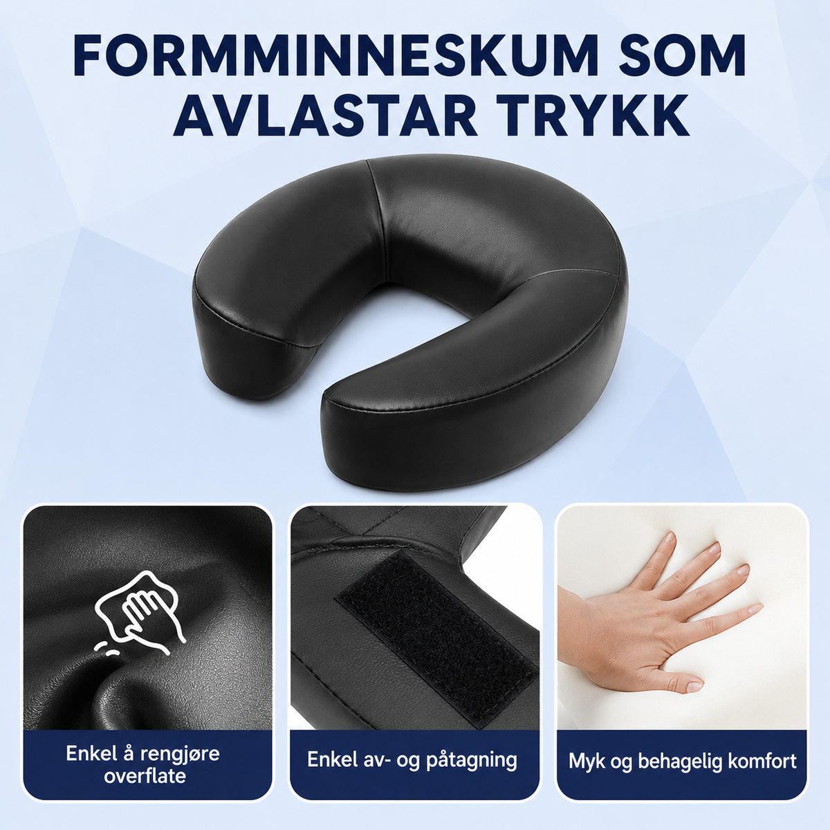 Massagehovedstøtte med memory foam til seng og hjemmebrug