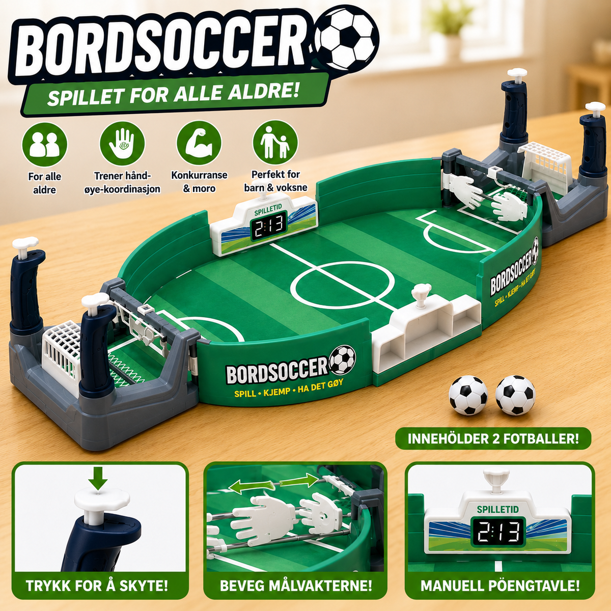 Bordfodboldspil til 2 spillere – sjovt familiespil