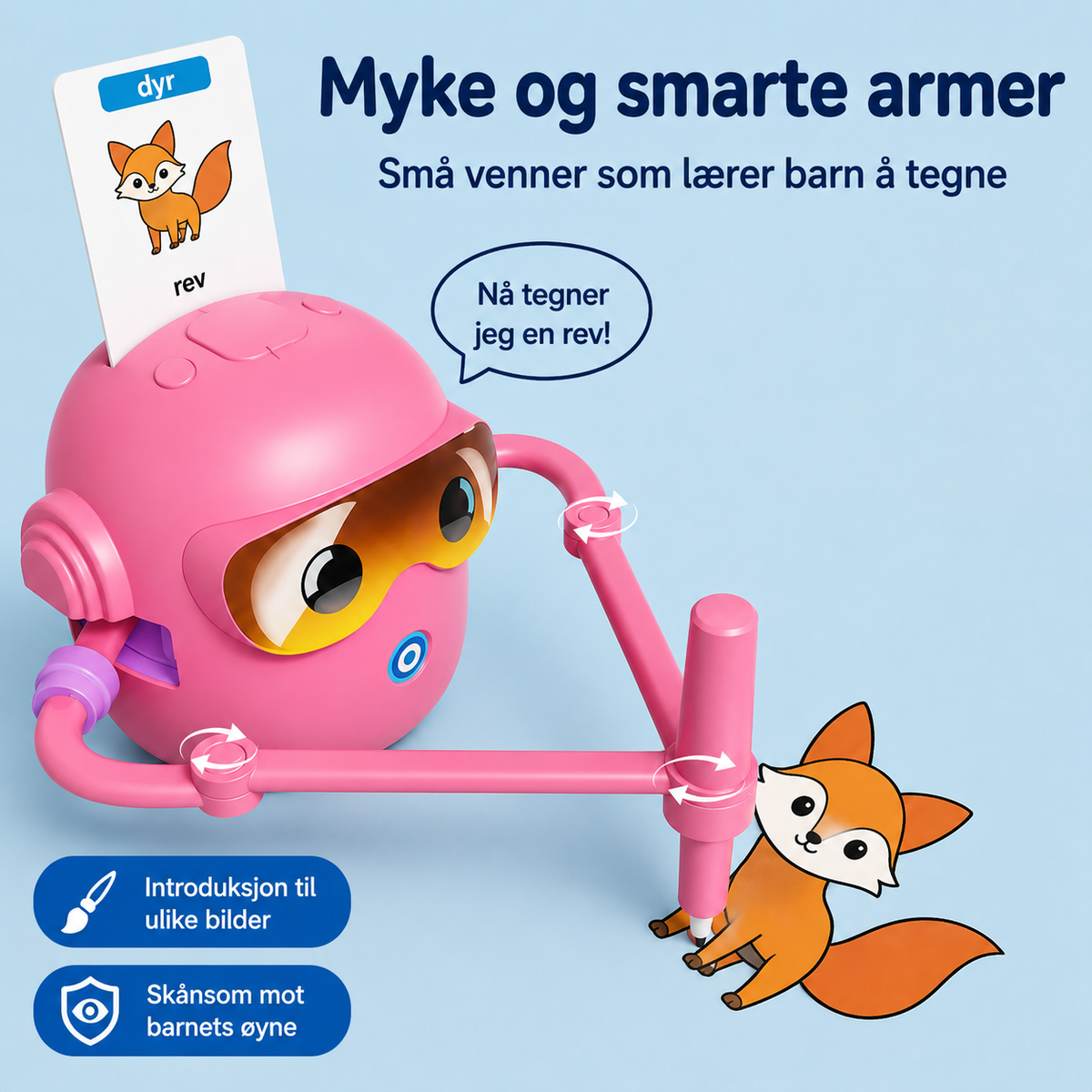 Interaktiv tegnerobot til børn – lær at tegne trin for trin