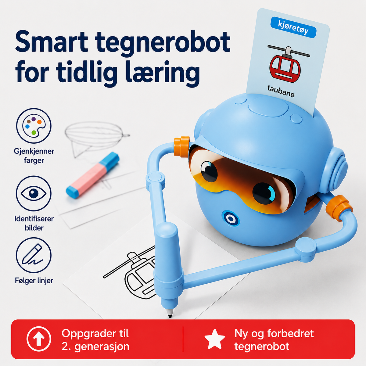 Interaktiv tegnerobot til børn – lær at tegne trin for trin