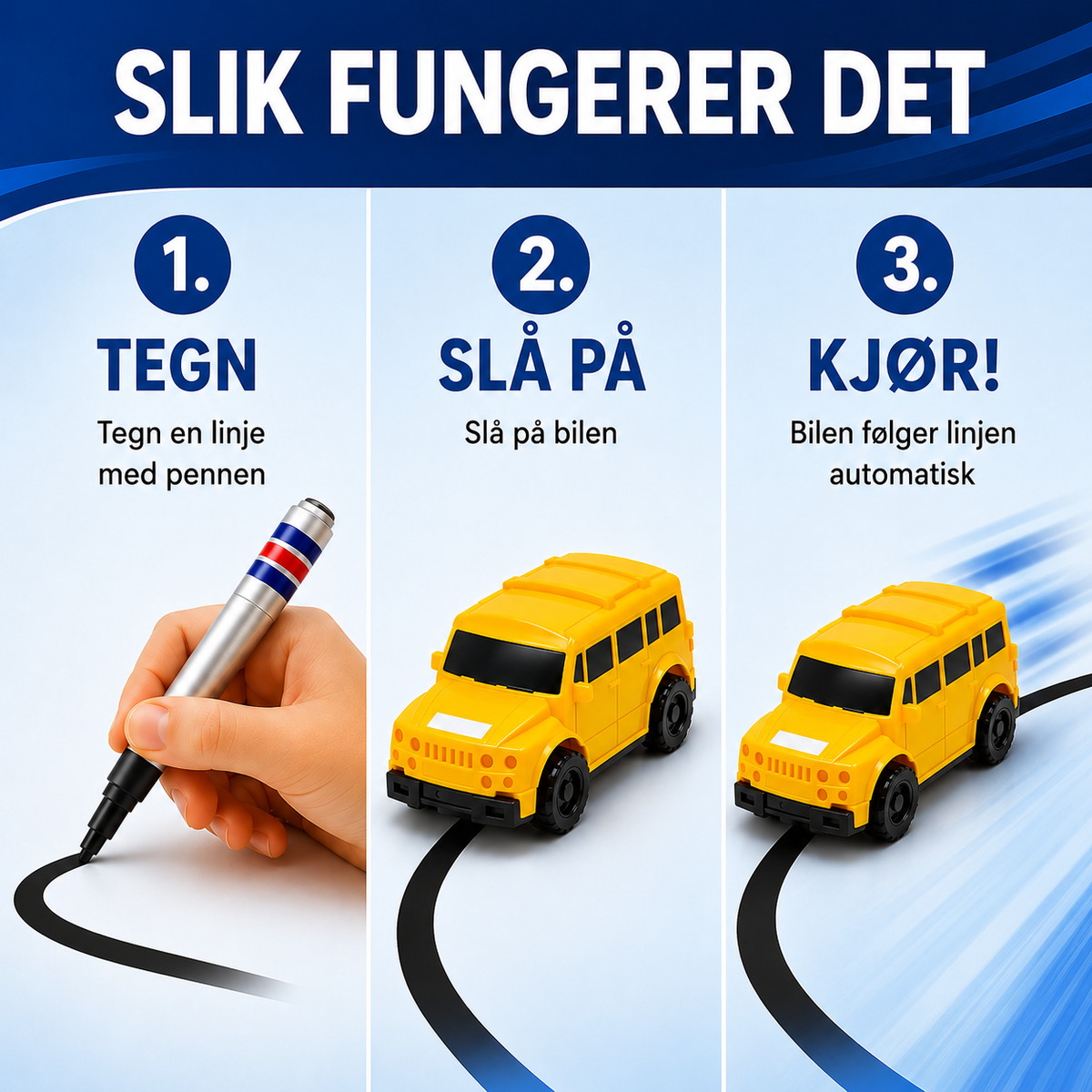 Tegnebil til børn – følger de linjer, du tegner