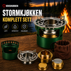 Kompakt stormkøkken med spritbrænder til camping og friluftsliv