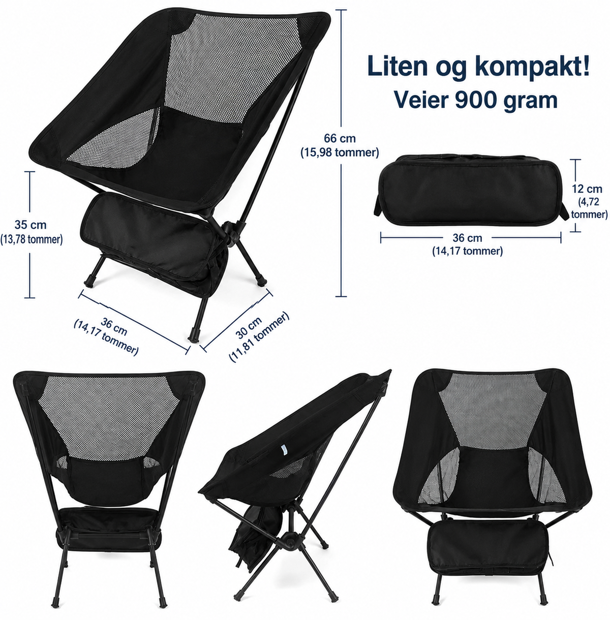 Sammenklappelig campingstol – let og transportabel stol til udendørs brug