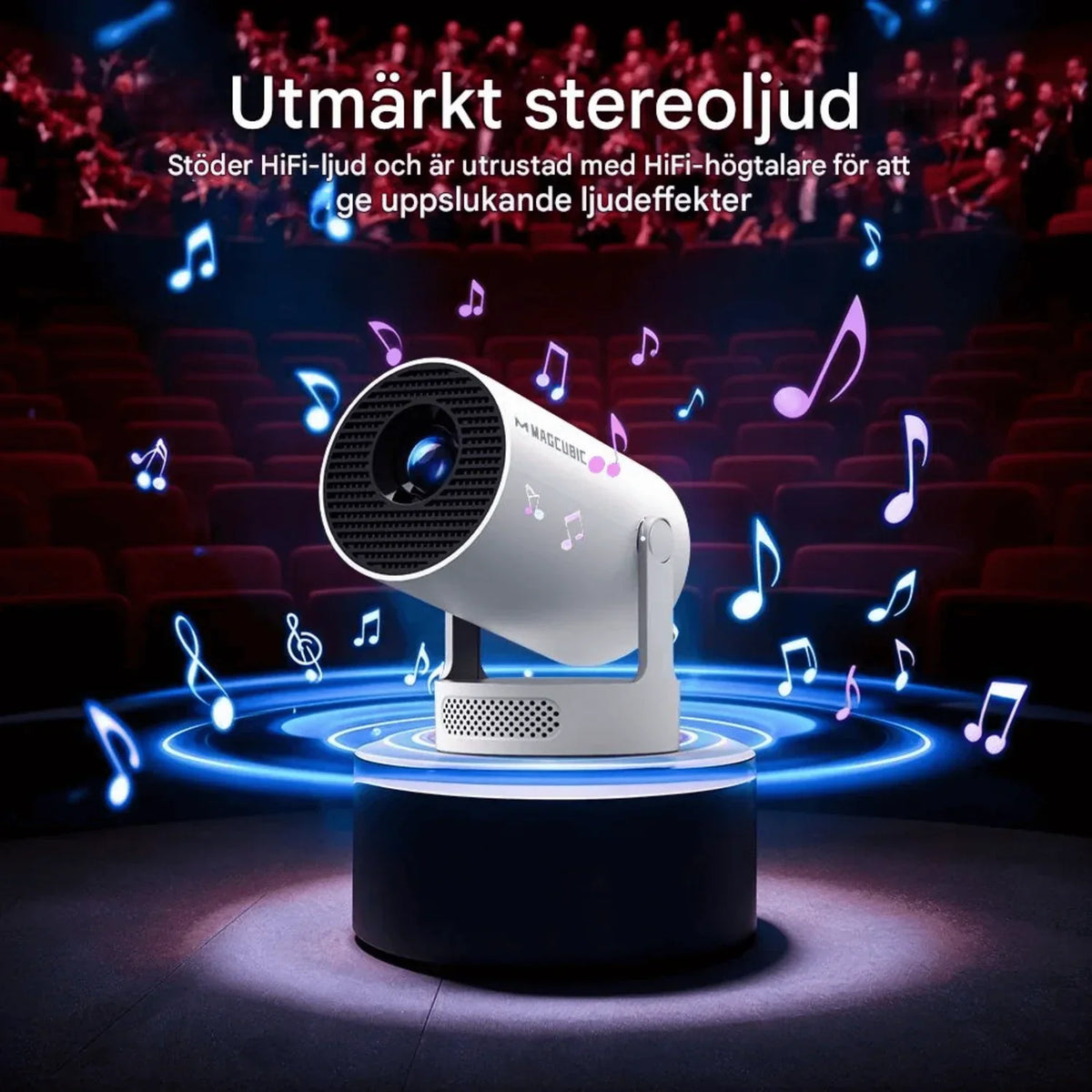 Bærbar smartprojektor med WiFi, Bluetooth og Android