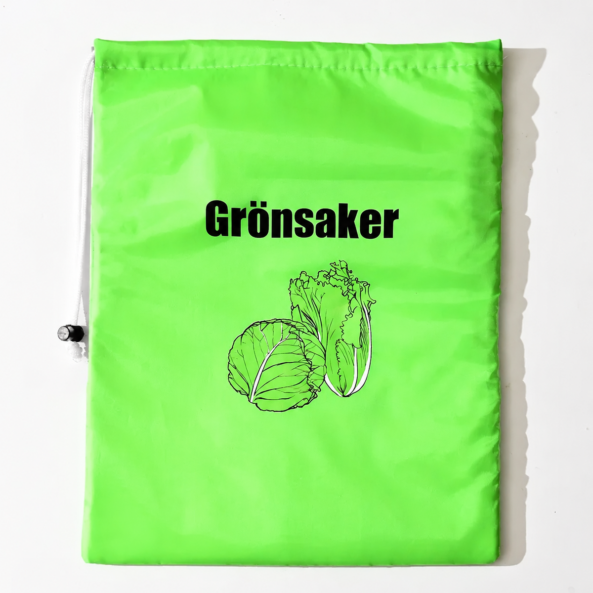Grön isolerad förvaringspåse märkt Grönsaker