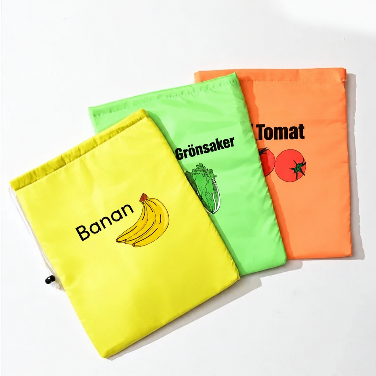 Isolerade förvaringspåsar för bananer, grönsaker och tomater