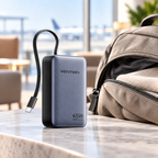 Vention powerbank med inbyggd USB-C-kabel vid resa