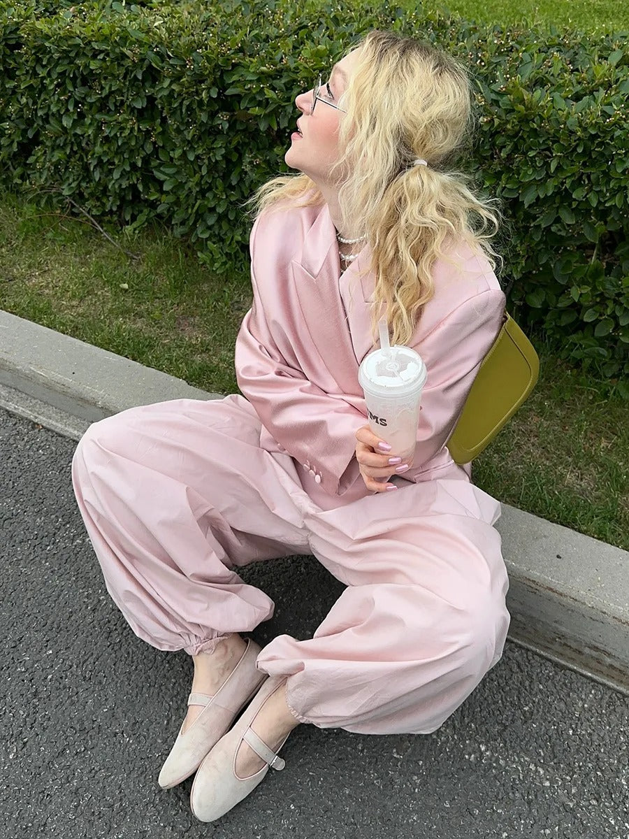 Rosa vida ballongbyxor för dam med resår i midja och benslut